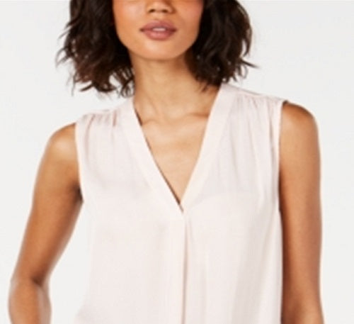 Blusa regata feminina Alfani plissada sem mangas com decote em V, rosa, tamanho médio