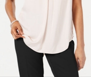 Blusa regata feminina Alfani plissada sem mangas com decote em V, rosa, tamanho médio