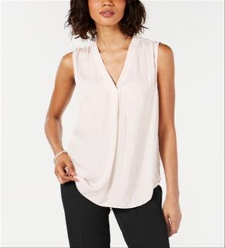 Blusa regata feminina Alfani plissada sem mangas com decote em V, rosa, tamanho médio