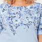 Camiseta feminina Karen Scott com decote canoa e estampa floral, tamanho 0X, azul