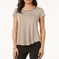 Camiseta feminina Alfani com acabamento em cetim, comprimento alto e baixo, tamanho marrom - pequeno GG