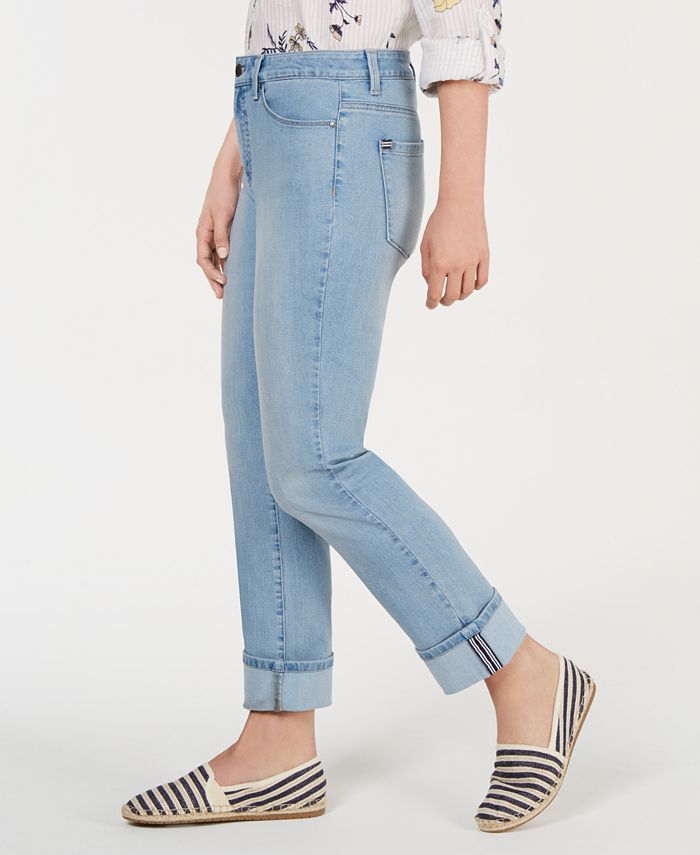 Calça jeans feminina Charter Club com controle de barriga e punho, azul escuro, tamanho 16