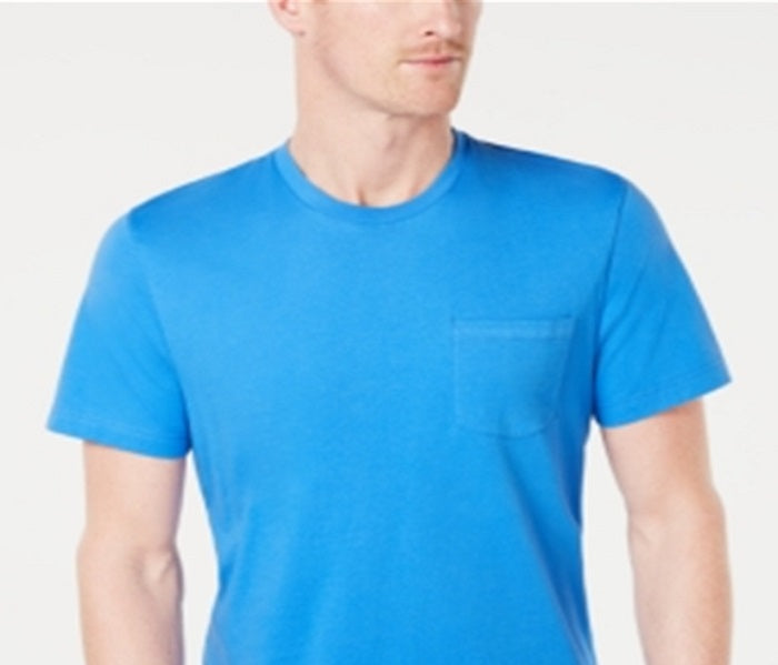 Camiseta masculina de manga curta com bolso Club Room, azul, tamanho médio
