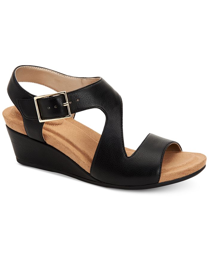 Sandálias femininas Giani Bernini Belinaa com bico aberto, casuais, pretas, tamanho 7,5 M