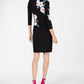 Vestido tubinho floral de manga comprida feminino INC International Concepts, preto, tamanho pequeno