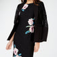 Vestido tubinho floral de manga comprida feminino INC International Concepts, preto, tamanho pequeno