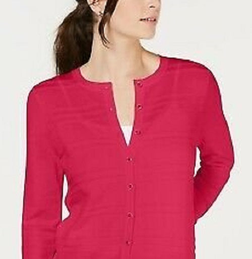 Cardigan texturizado feminino Charter Club rosa tamanho grande