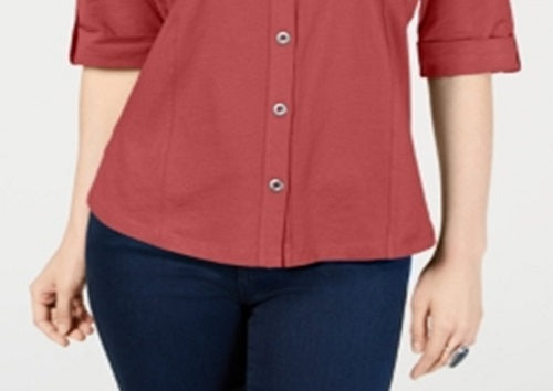 Camisa utilitária feminina Style &amp; Co vermelha tamanho X-S