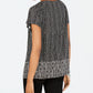 Blusa plissada com decote redondo estampada feminina Style &amp; Co, preta, tamanho pequeno