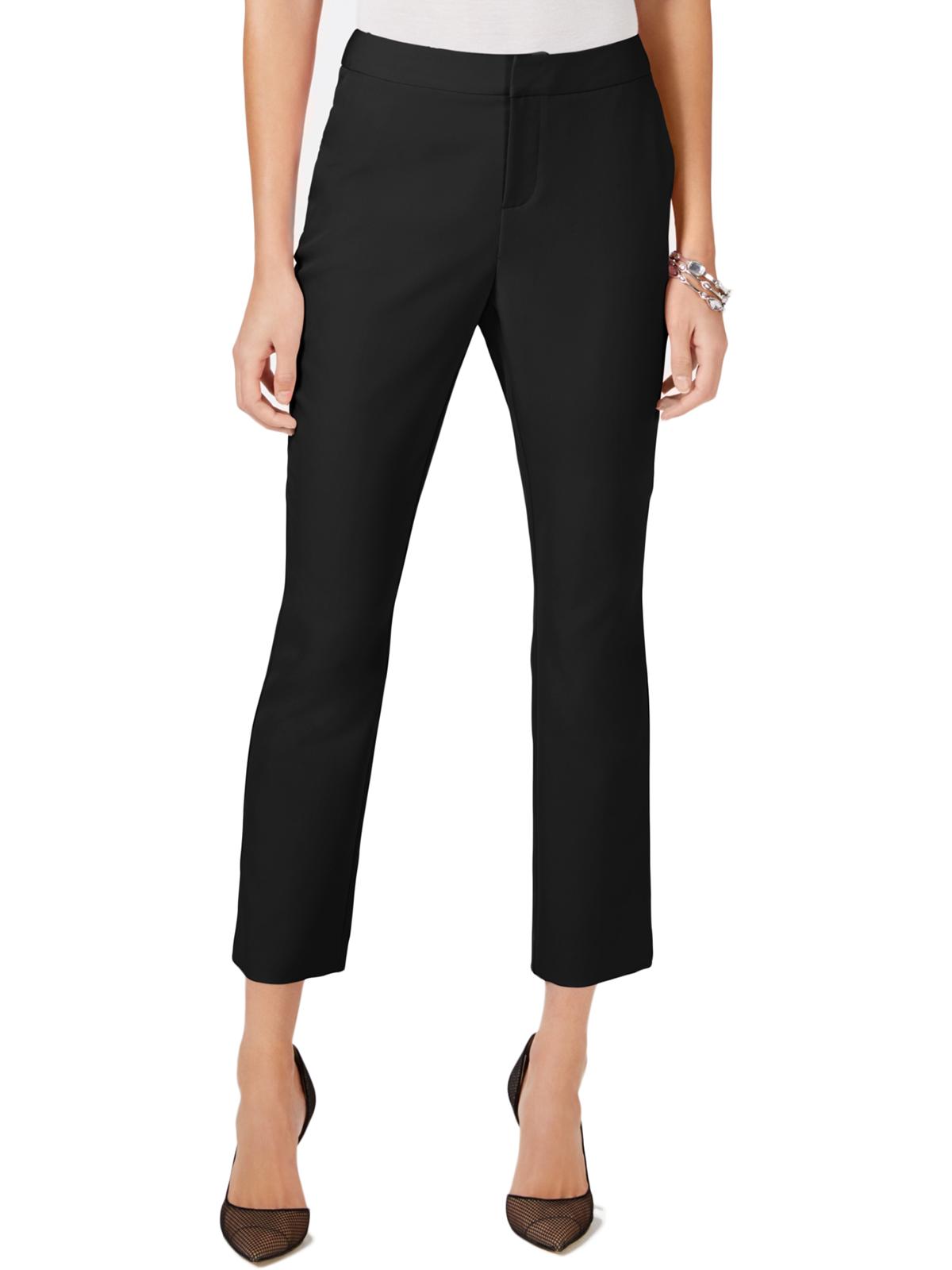 Calça feminina reta e cano curto INC International Concepts, preta, tamanho 0