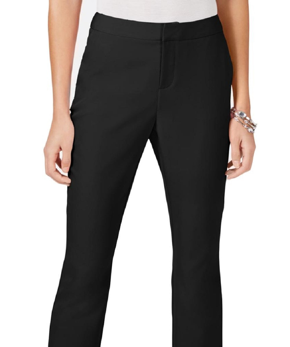 Calça feminina reta e cano curto INC International Concepts, preta, tamanho 0