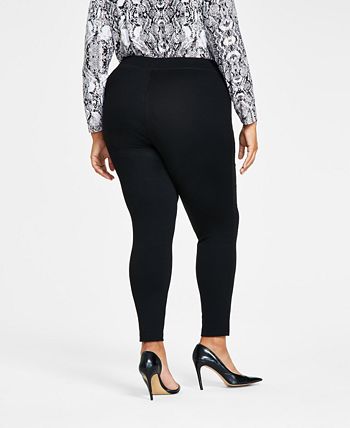 Calças femininas skinny pull-on Ponte da INC International Concepts, pretas, tamanho 16W