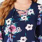 Top de renda com estampa floral feminino Style &amp; Co, azul, tamanho médio