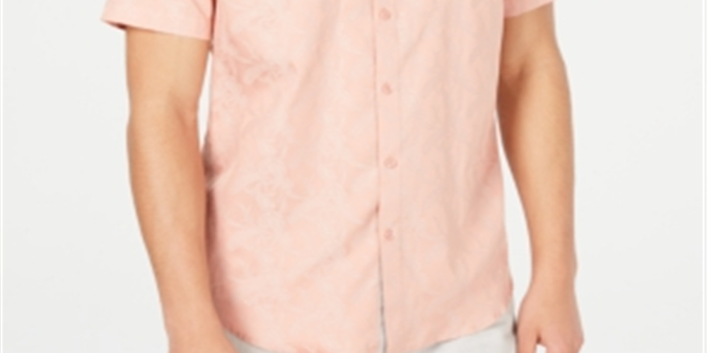 Camisa masculina com botões e estampa jacquard da INC International Concepts, rosa, tamanho extragrande