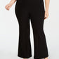 Calça feminina casual flare de cintura média, perna larga, preta, tamanho 20W, da INC International Concepts