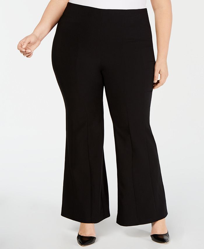 Calça feminina casual flare de cintura média, perna larga, preta, tamanho 20W, da INC International Concepts