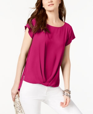 Blusa feminina plissada com babados e babados da INC International Concepts, rosa, tamanho extragrande