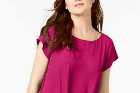 Blusa feminina plissada com babados e babados da INC International Concepts, rosa, tamanho extragrande