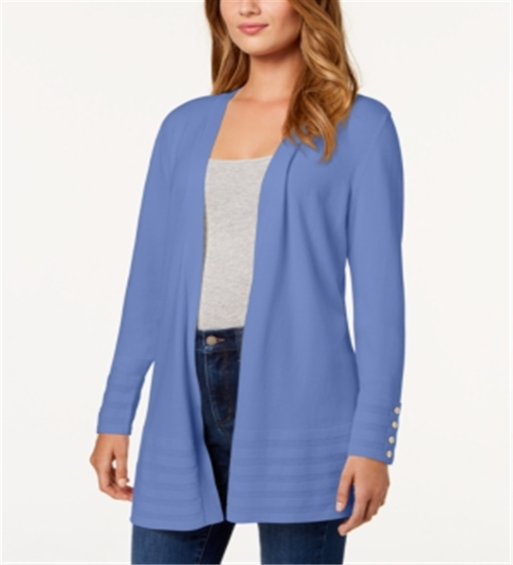 Cardigan feminino Charter Club com frente aberta, azul, tamanho médio