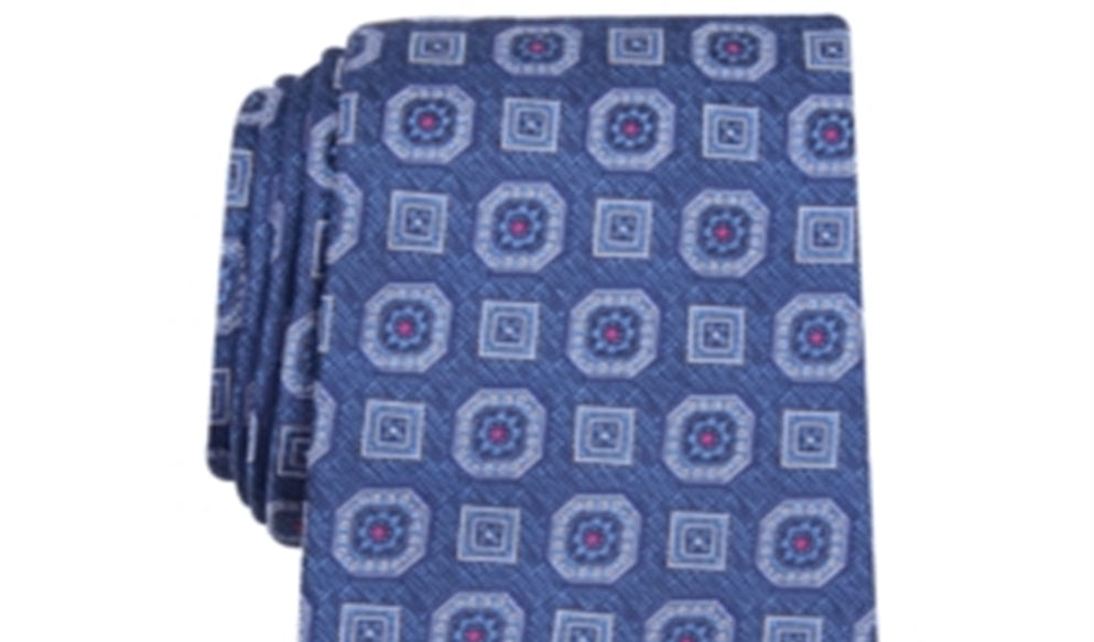 Gravata de seda medalhão masculina Tasso Elba, azul, tamanho regular