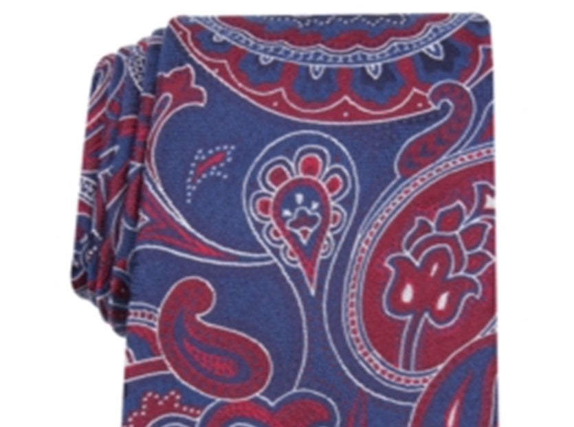 Gravata masculina Tasso Elba em mistura de seda Lyle bordada vermelha tamanho regular