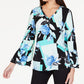 Blusa Alfani Feminina Aqua com Babados e Estampa Manga Longa e Gola V, Preta, Tamanho X-G