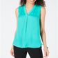 Blusa feminina sem mangas com decote em V Alfani, verde, tamanho pequeno