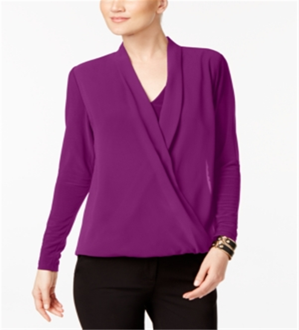 Blusa feminina Alfani Surplice Roxa Tamanho Pequeno XL