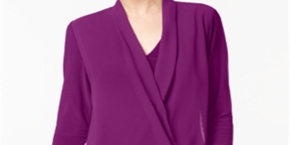 Blusa feminina Alfani Surplice Roxa Tamanho Pequeno XL