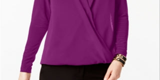 Blusa feminina Alfani Surplice Roxa Tamanho Pequeno XL