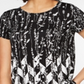 Camiseta feminina Alfani estampada com bainha redonda, preta, tamanho pequeno médio