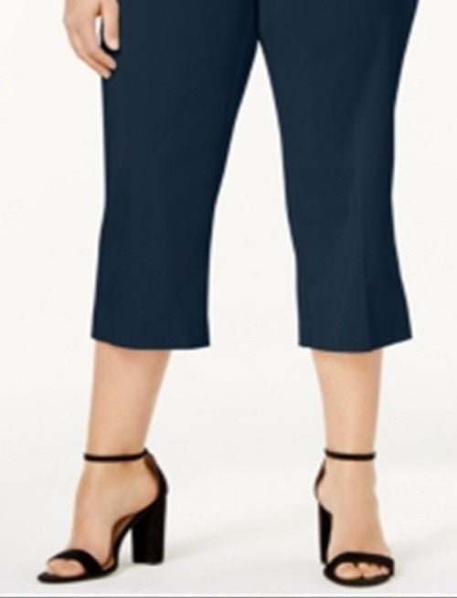 Calça Capri Feminina JM Collection com Controle de Barriga Azul Tamanho 1X