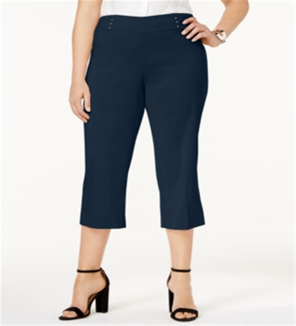 Calça Capri Feminina JM Collection com Controle de Barriga Azul Tamanho 1X