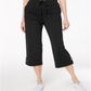 Calça Capri Karen Scott Feminina French Terry com Cordão, Preta, Tamanho P