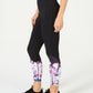 Leggings femininas Ideology com estampa floral e tornozelo, pretas, tamanho X-G