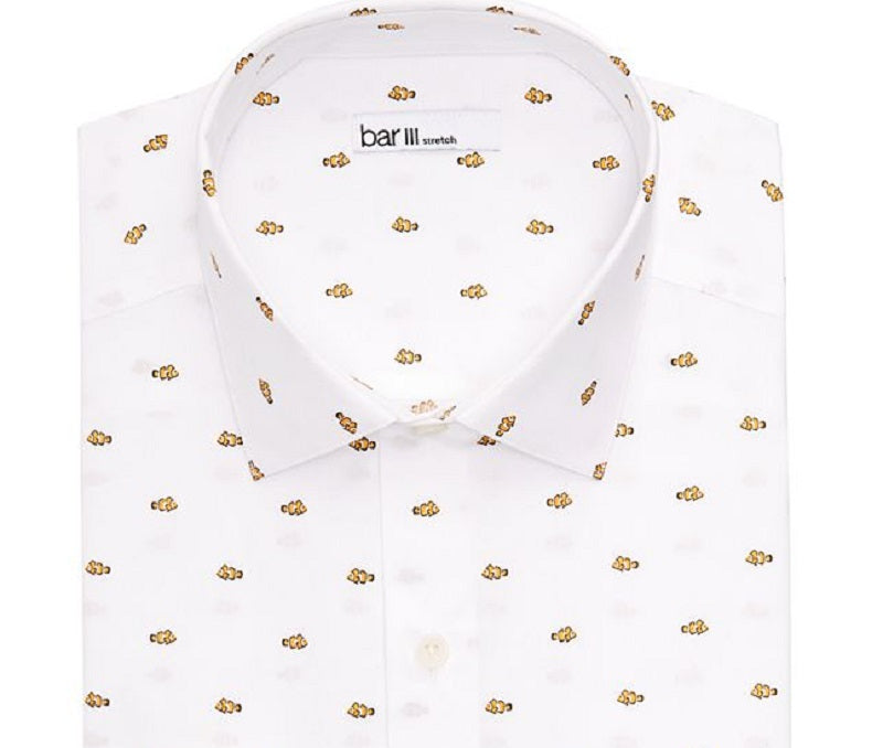 Camisa social masculina Bar III Slim Fit Easy Care, branca, tamanho GG