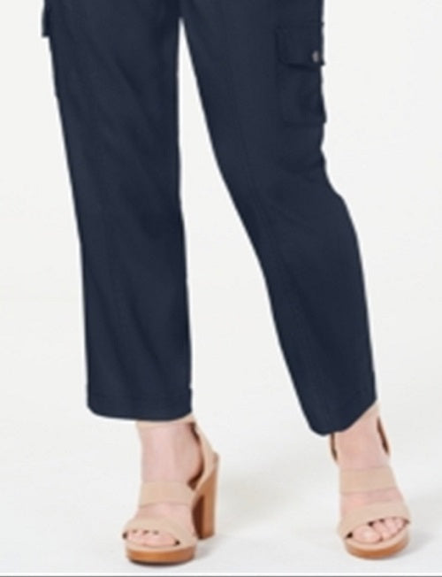 Calça cargo feminina com cinto da INC International Concepts, azul, tamanho 10