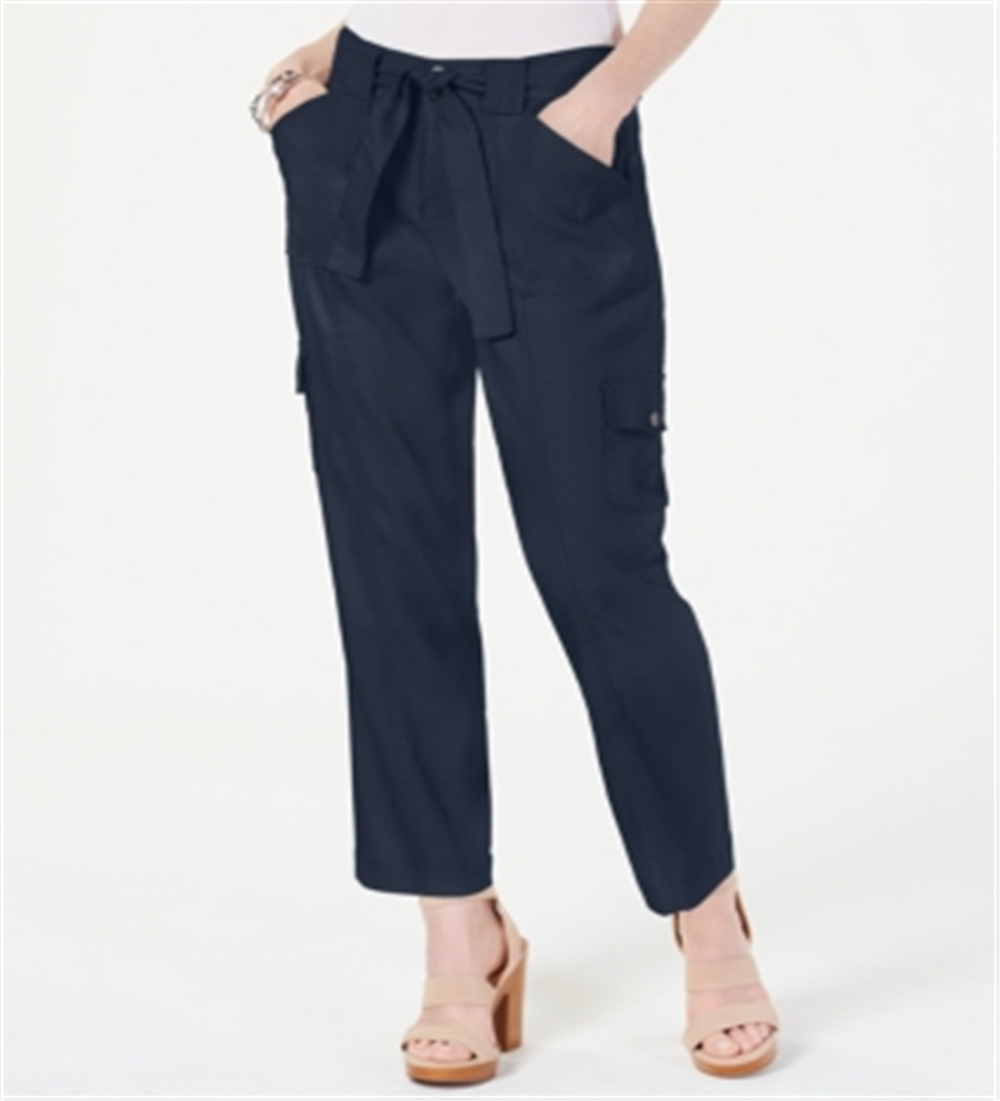 Calça cargo feminina com cinto da INC International Concepts, azul, tamanho 10