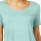 Blusa feminina com bainha curta e manga curta JM Collection, azul, tamanho pequeno XL