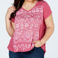 Camiseta feminina estampada plus size manga curta estilo &amp; co rosa tamanho 0X