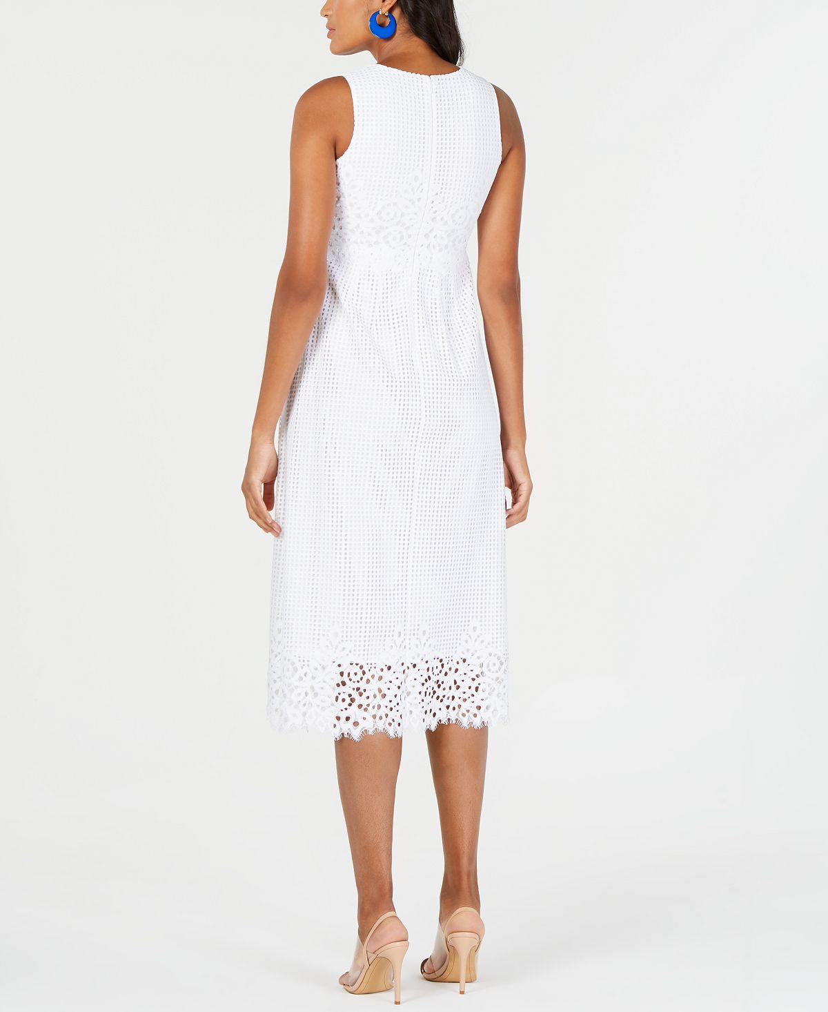 Vestido MIDI de renda feminino Alfani, branco, tamanho 6, pequeno