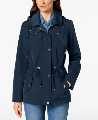 Charter Club Women's Water Resistant Hooded Anorak Jacket Blue Size XX-Large