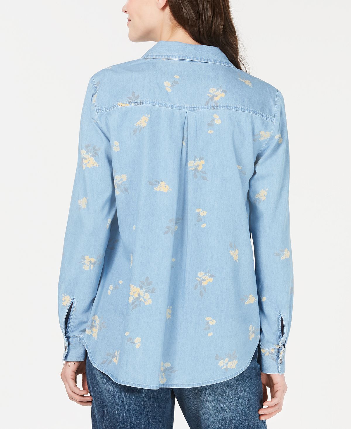 Blusa feminina estampada com estampa de flor de sol estilo &amp; co, azul, tamanho extragrande