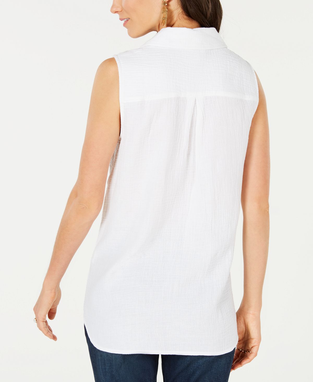 Blusa feminina de algodão com amarração frontal e botões, estilo &amp; co, branca, tamanho médio