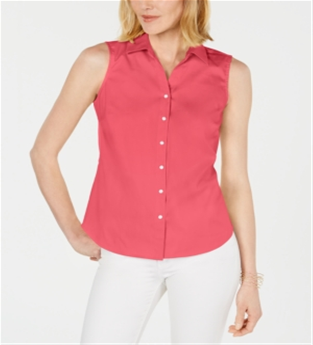 Camisa feminina com gola Charter Club rosa tamanho 18