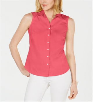 Charter Club Women's Collared Shirt Pink Size 18