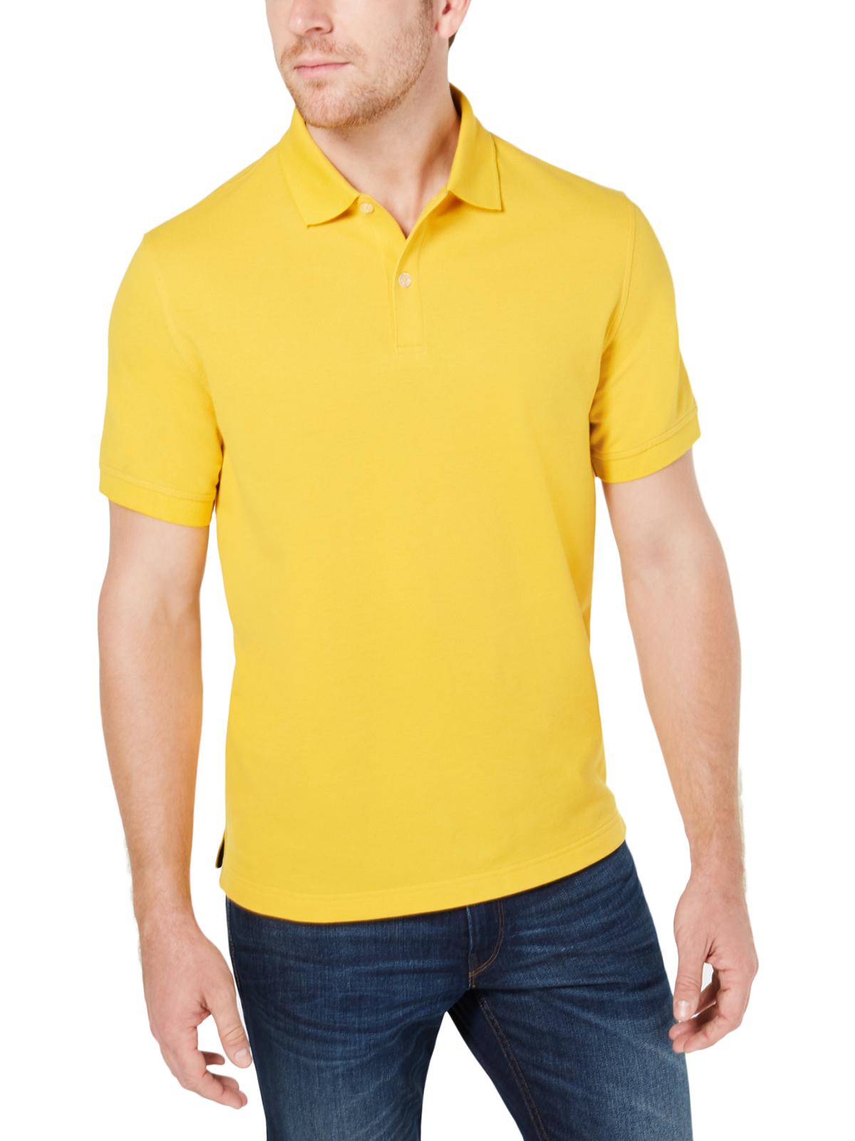 Camisa polo masculina Club Room Classic Fit Performance Piquet, amarela, tamanho XXX-G