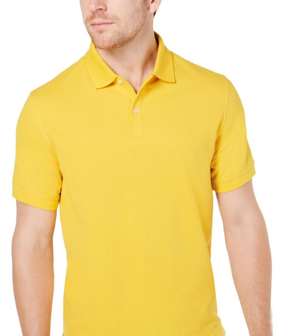 Camisa polo masculina Club Room Classic Fit Performance Piquet, amarela, tamanho XXX-G