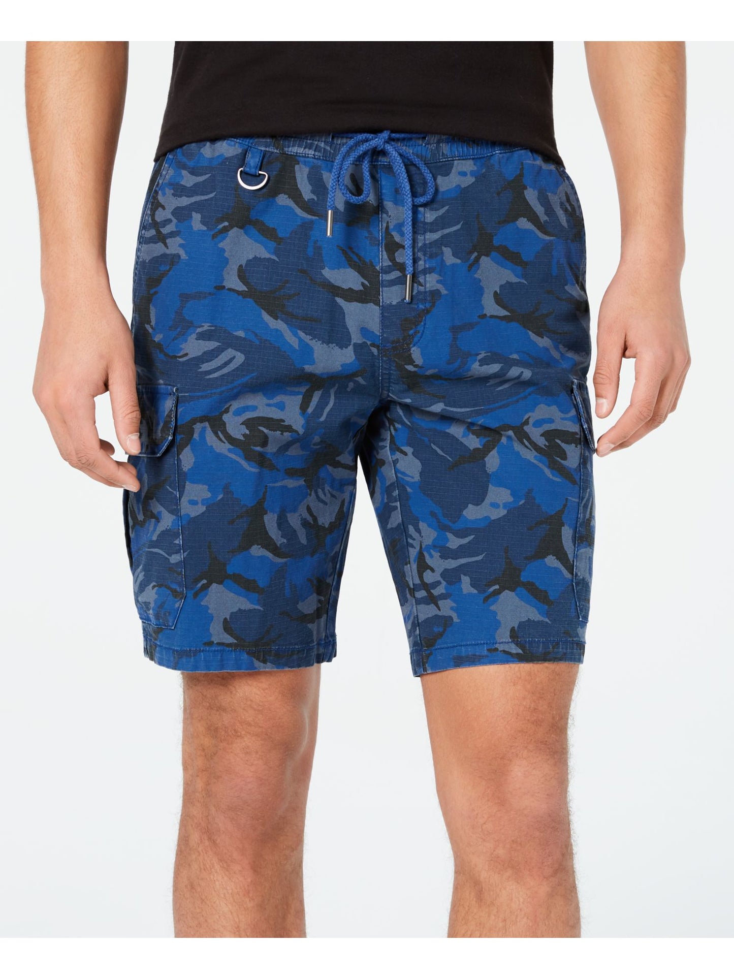 Shorts masculinos American Rag com estampa camuflada e cordão, azul, tamanho XX-G