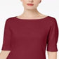 Karen Scott Blusa feminina de algodão com manga cotovelo, vermelha, tamanho extragrande
